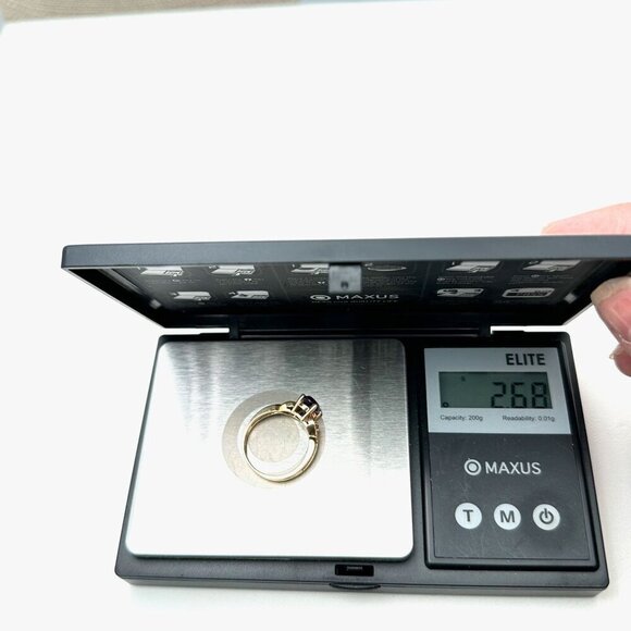 10K Gold Purple Amethyst White Sapphire Heart Ring Size 8 Gift for Girlfriend - Picture 6 of 6